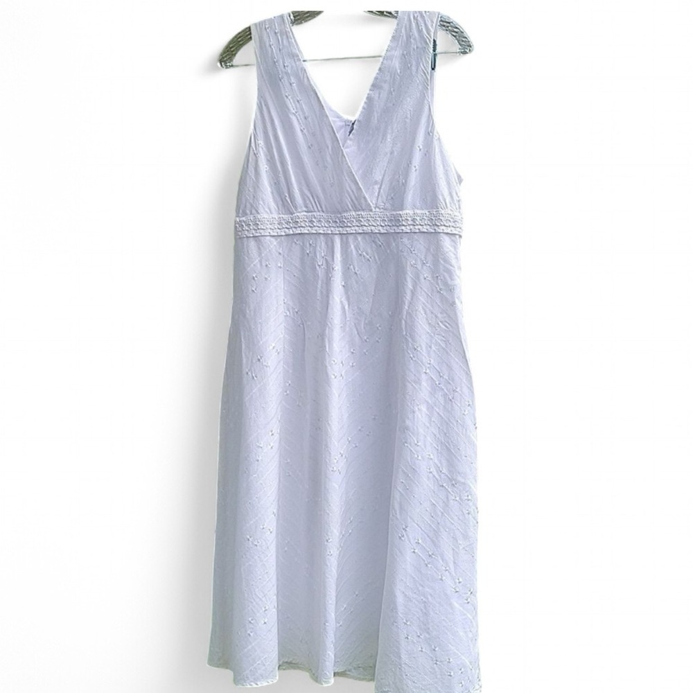 🦋EUC Rabbit Rabbit Rabbit White Cotton Eyelet Lace Sleeveless Summer Dress SZ16